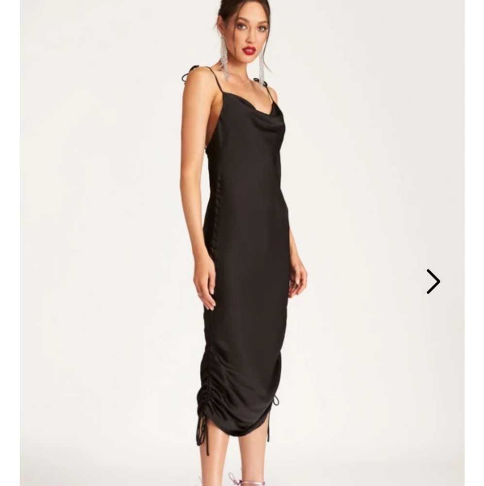 *LIONESS x REVOLVE SLIP SILK STRING ALONG MINI DRESS | BLACK WOMEN'S